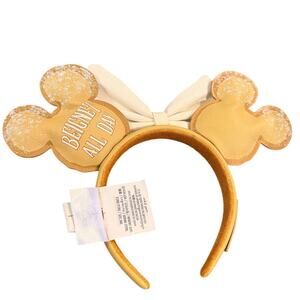 Disney Parks Loungefly Minnie Mouse Ears Headband Beignets All Day Tan Bow